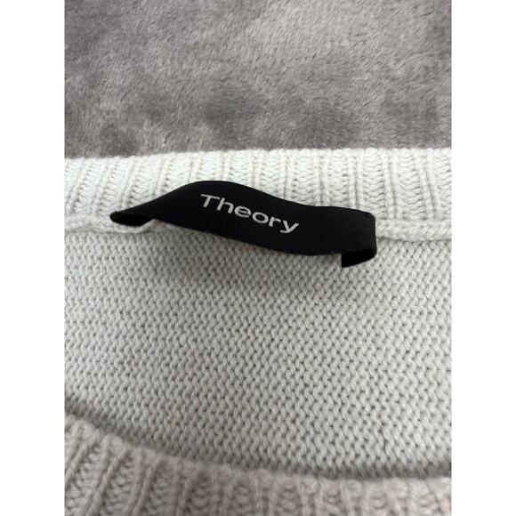 Theory 100% Cashmere Colorblock Sweater Pale Winter Green Husky Ivory sz XS - Picture 9 of 10